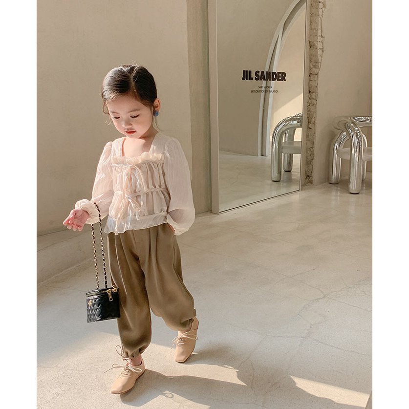 韓国子供服 2点セット シャツ 長ズボン 春秋 女の子 ベビー ワイドパンツ 薄手 長袖 コットン カジュアル