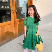 韓国子供服 ワンピース 夏 子供ドレス 半袖 綿 チェック柄 ベアバック 女の子 リゾート おしゃれ