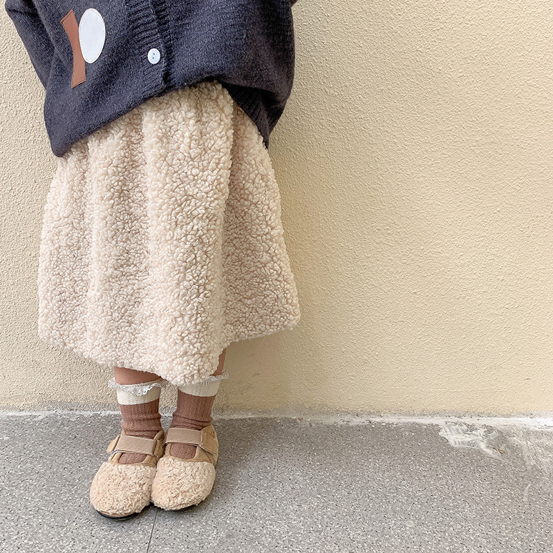 秋冬の子供用スカート、女の子用の毛皮のスカート、小さな女の子用のパッド入りスカート