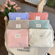 ポーチ　化粧バッグ　収納バッグ　コーデュロイ　韓国ファッション　かわいい　6colors
