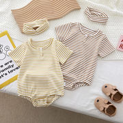 赤ちゃんの夏服、女の子のストライプの半袖、赤ちゃんのカバーオール
