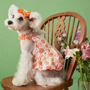 犬の服、ペットのサスペンダードレス、花の夏の通気性のある犬のスカート、小さな犬の服