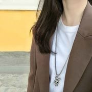 韓国版ファッションフルダイヤモンドラビットペンダントレディースネックレスパーソナリティロングセーター