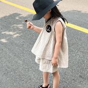 2023夏新作 ins 韓国風子供服 キッズ服 ベビー服 女の子  ノースリーブ  セットアップ  90-140cm