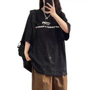 【予約223175】大きいサイズ春夏新作 韓国 レディース ファッション  スパンコール付 Tシャツ  LL-4L