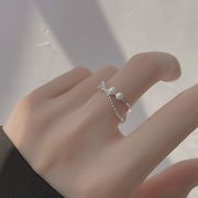 s925銀 指輪 パールリング 純銀製 指輪 調整可能な フリーサイズのリング