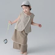 子供服　90~140cm　キッズシャツ スカンツ　セットアップ　韓国キッズ服