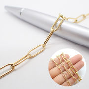 【切り売り/約1m】 ステンレス製チェーン【長あずき（太）4mm幅】【ゴールド】