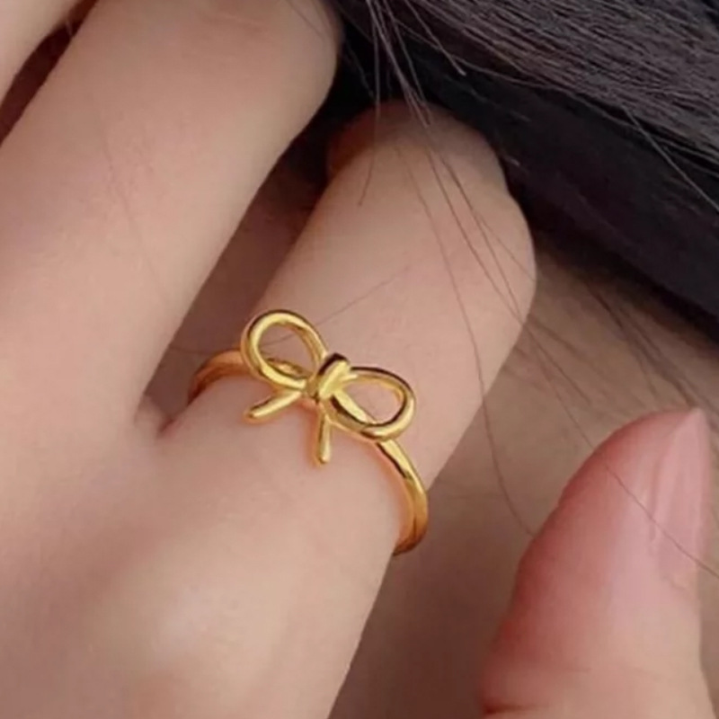 指輪　レディース　INS　韓国ファッション　デザイン　金属風　シンプル　リボン