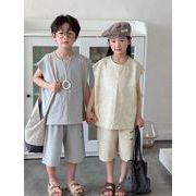 2024夏新作 韓国風子供服 男女兼用 Tシャツ+ショートパンツ2点セット  2色 90-140cm