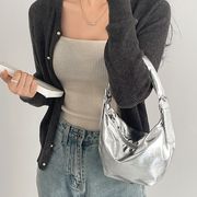 韓国シルバーのショルダーバッグ、柔らかな皮の携帯用餃子袋、新しい通勤脇用バッグ