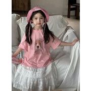 子供服　90~150cm　キッズTシャツ　ワンちゃんオーバサイズT　韓国キッズ服
