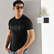 【Tシャツ】ラインストーン ロゴ クルーネック 半袖 Tシャツ／SOMEDIFF