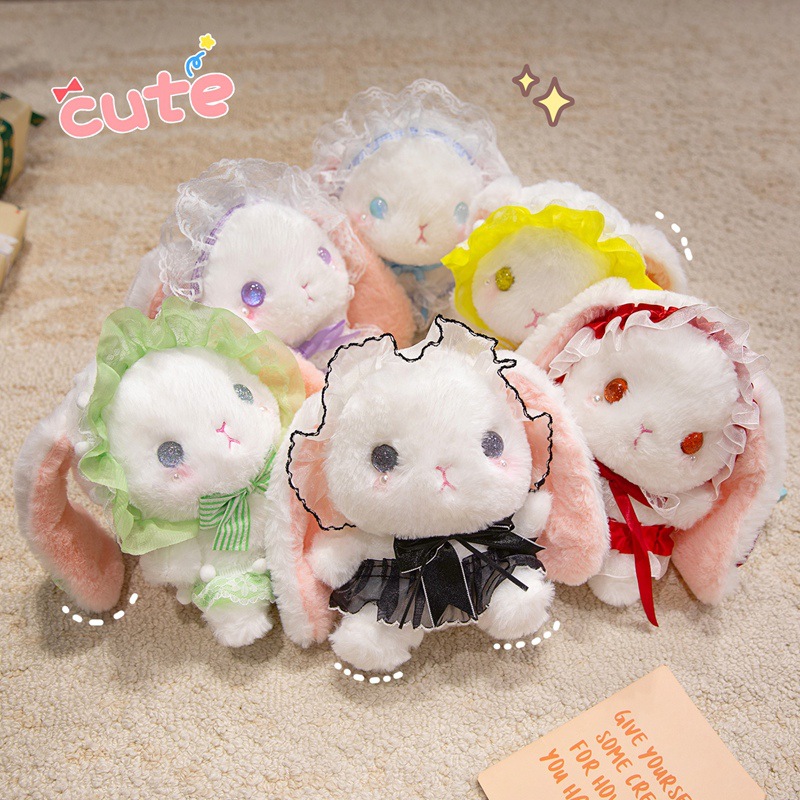 6色 新作ウサギのぬいぐるみ リボンが付いたかわいいウサギ ロリータ