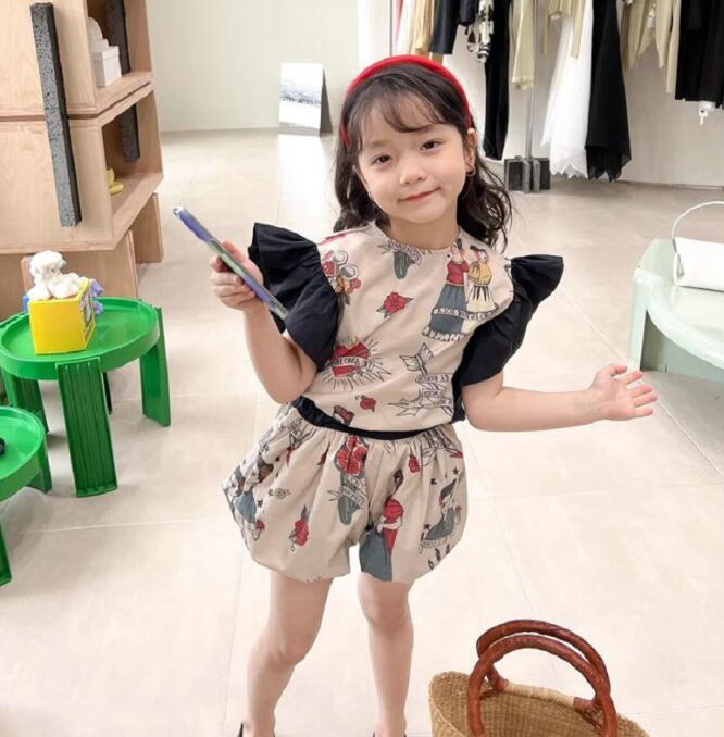 2024 夏新作 女の子 上着+半ズボン 2点 セット 夏服 3～8歳 夏服