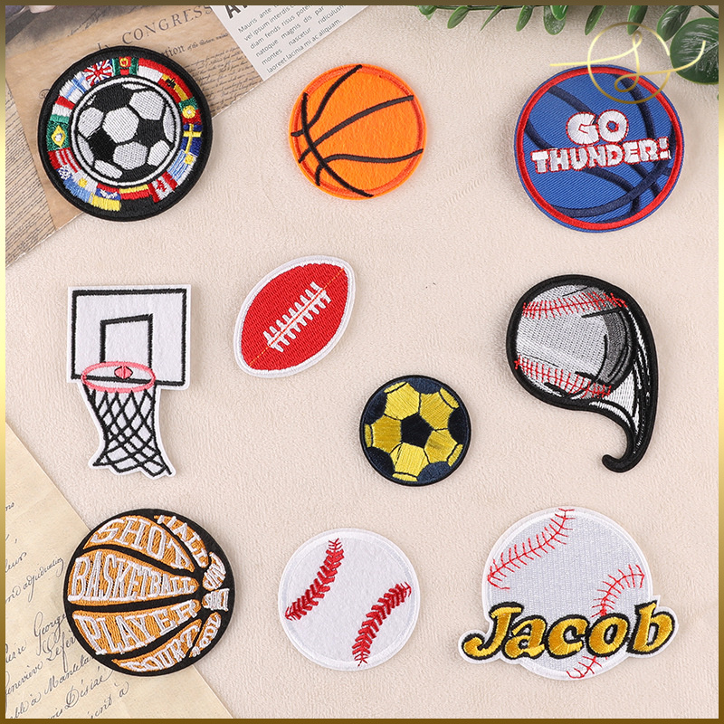 10種】サッカー ボール 野球 バスケ 刺繍ワッペン アイロン