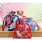 4色 和柄 巾着袋 小物入れ 花柄 桜 和風 綿と麻 巾着袋 ギフトバッグ 結婚式 サシェ 収納袋