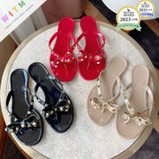 2024春夏新作 リベット レディースシューズ サンダル トング スリッパ ビーチサンダル  滑り止め 美脚