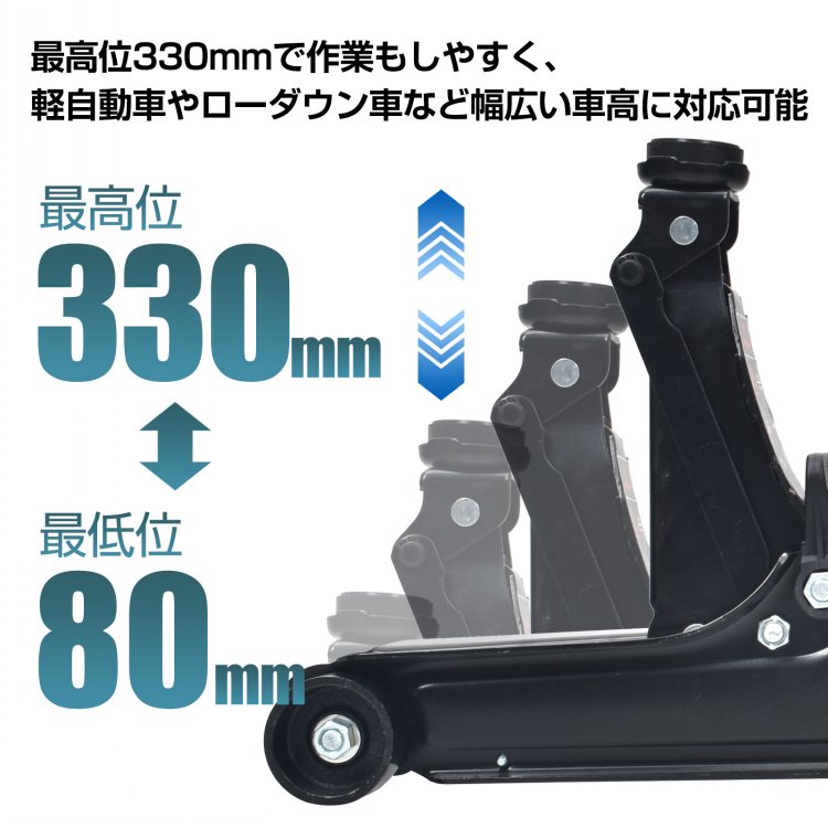 ガレージジャッキ 低床 フロアジャッキ 2t 2.25tトン 油圧ジャッキ 低床 ポンプ式 最低位80mm 万方商事 株式会社  問屋・仕入れ・卸・卸売の専門【仕入れならNETSEA】