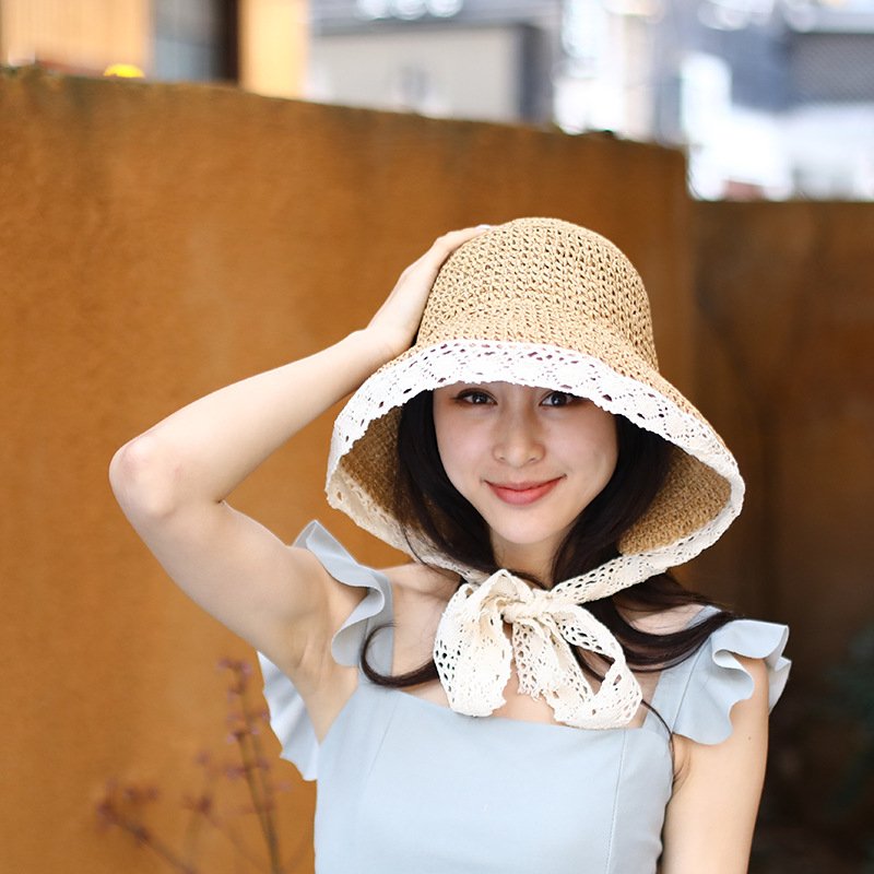 超美品　デイジーリン　フォクシー　麦わら帽子　交換リボン付き　中折れ帽　軽め 0521-1-1.jpg