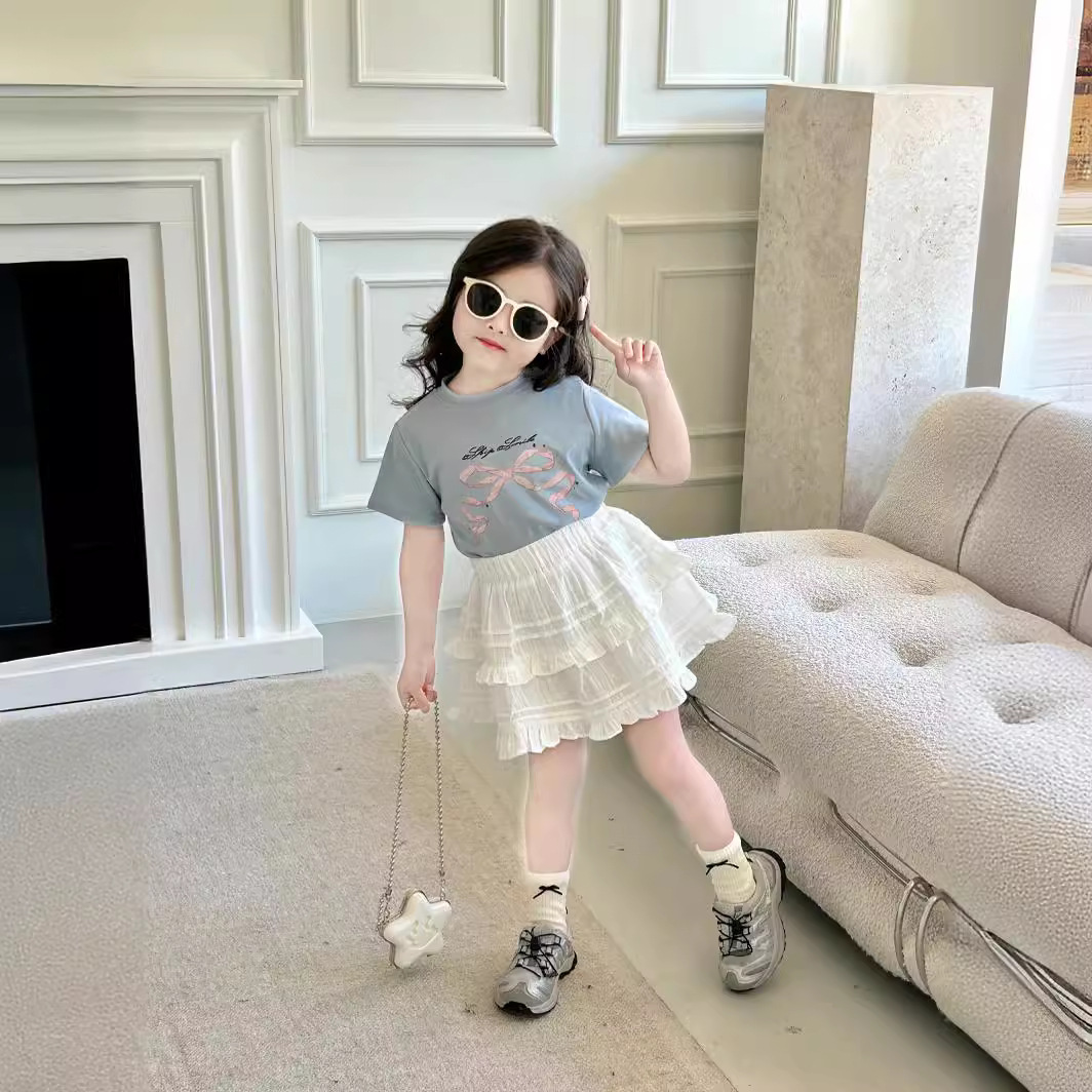 子供服 90~140cm 子供Tシャツ＋スカート バレエコア 韓国キッズ