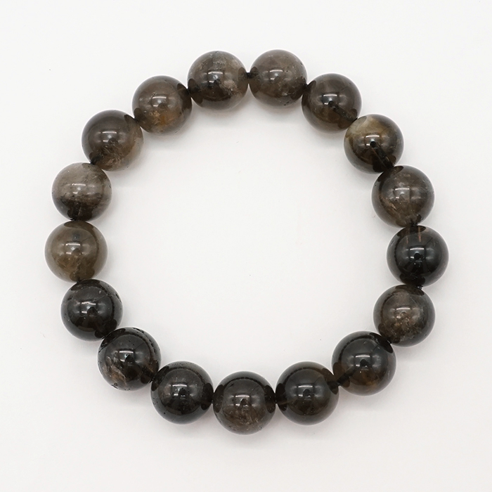 山梨黒平黒水晶 草入り Aランク ブレスレット 12mm 山梨県産 黒水晶