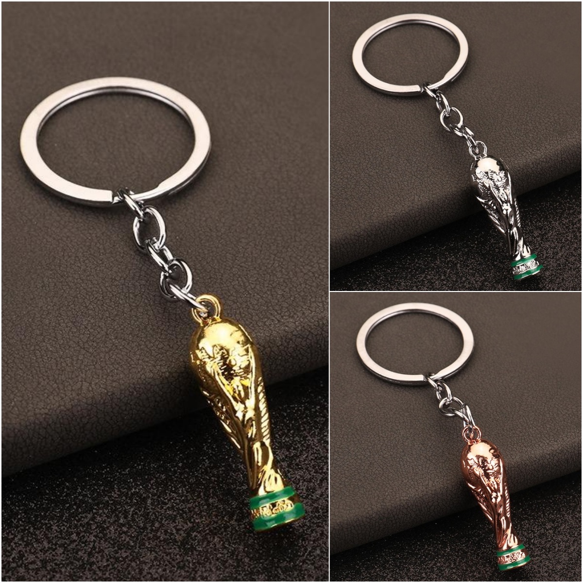 3色 サッカートロフィーキーホルダー  スポーツ  サッカーキーホルダー   サッカー記念品
