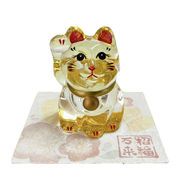 【ご紹介します！クラフトマンハウスのガラスの縁起物！】金彩硝子 招猫（E-1）