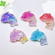 イルカ デコパーツ 髪飾り DIY素材 ハンドメイド キラキラ 貼り付けパーツ アクセサリーパーツ