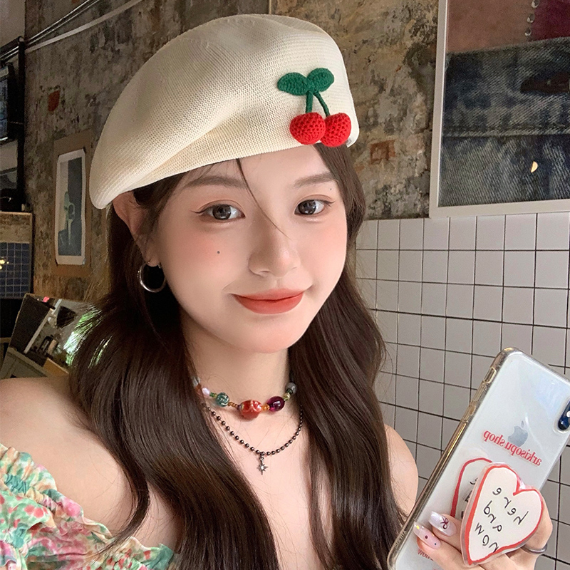 サマー ベレー帽 帽子 春夏 韓国風 大人可愛い シンプルデザイン 黒