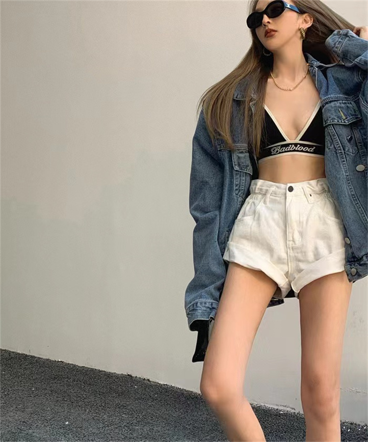 カジュアル好きならコレ 韓国ファッション デニムパンツ パンツ スリム ハイウエスト ショートパンツ