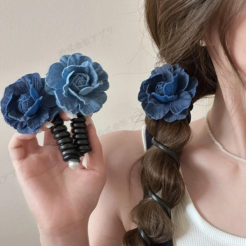 【全2色】ポニーアップ コイルフック ポニーフック 髪飾り ヘアアクセサリー Coil Hook 髪まとめ デニム