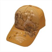 刺繍綿キャップ モノトーン風神雷神 ブラウン　帽子/和柄/夏/日除け