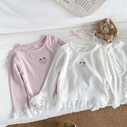 子供服　90~140cm　キッズTシャツ　長袖　レーストップス　韓国キッズ服