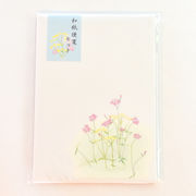 【花のイラスト和紙便箋セット 】（ ナデシコとオミナエシ）便箋8枚+封筒3枚+シール3ピース他・純日本製