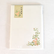 【花のイラスト和紙便箋セット 】（つるばら）和紙便箋8枚+和紙封筒3枚+シール3ピース他・純日本製