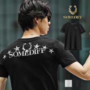 【Tシャツ】スターロゴ 刺繍＆プリント 半袖 クルーネック Tシャツ／SOMEDIFF