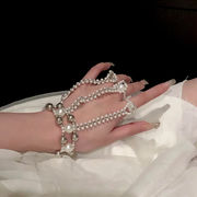 数秒で在庫切れ 真珠ブレスレット ブレスレットリング一体 ブレスレット+指輪連体装 編み物 個性