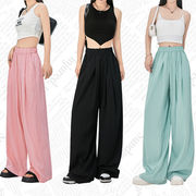 人気新作 パンツ ロングパンツ ワイドパンツ ボトムス ゆったり ウエストゴム ハイウエスト 体型カバー