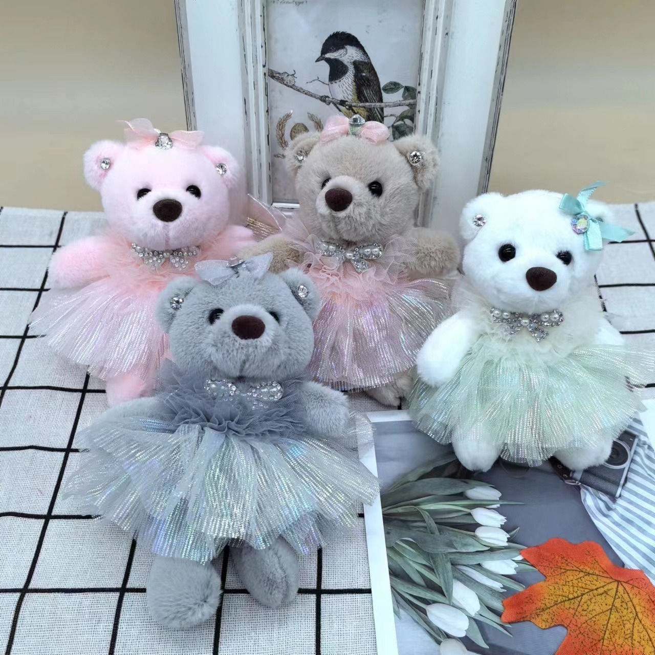 4色  ぬいぐるみ クマキーホルダー バレエ ウェディングドレス お姫様 クマキーホルダー  クマ雑貨