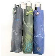 【雨傘】【ジュニア用】【折りたたみ傘】カラビナ付楽々開閉折り畳み傘・ダイナソー柄