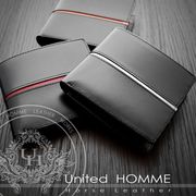United HOMME -馬革レザー 鮮やか斬新 センターカラーライン搭載モデル ショートウォレット　UH-1073　3色