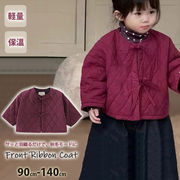 初回送料無料 秋冬新作 韓国子供服 前リボンアウター 中綿コート ジャケット ブルゾン