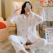 パジャマ マタニティールームウェア レディース 春夏秋 長袖パジャマ前開き  薄手綿