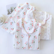 パジャマ マタニティールームウェア レディース 春夏秋 長袖パジャマ前開き  薄手綿 2色