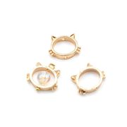 【オリジナル】アンティークパーツ/猫チャーム（貫通穴付き）/猫雑貨/ビーズ台座/トレンドパーツ