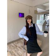 2024年INS秋冬新作　韓国風 気質 人気　おしゃれ　シャツ+ワンピース　セット
