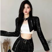 トップス レディース   ジャケット フェイクレザー ショート アウター