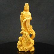 つげ 観音 観音菩薩 観音様 仏像 置物 風水置物 風水グッズ 開運 (つげ龍上観音)