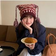 キャップ 小顔効果  帽子 ニット帽   毛糸  防寒